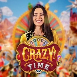 Live Casino logo of Crazy Time from Evolution at HappySlots Casino