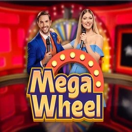 Mega Wheel slot logo by Pragmatic Play at HappySlots Casino